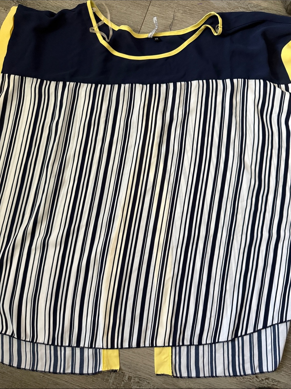 Absolute Angel Navy, White & Yellow Striped Sleeveless Blouse